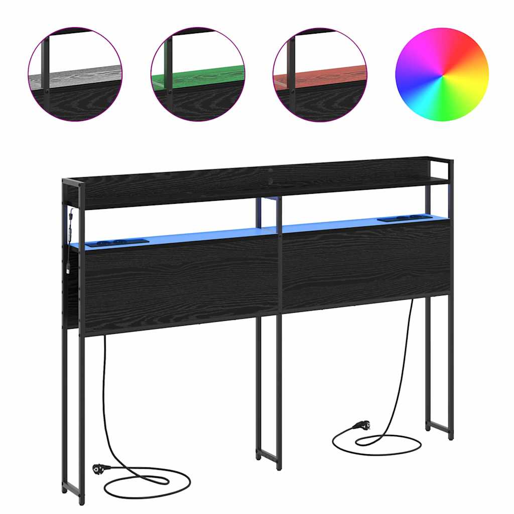 vidaXL Tăblie cap cu raft Stejar negru 140 cm Lemn compozit