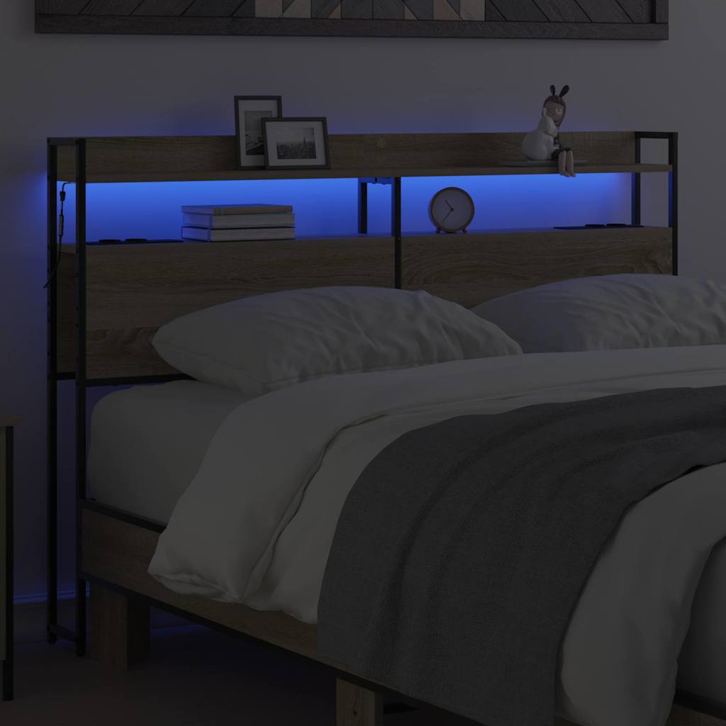 vidaXL Tăblie cap cu raft Stejar sonoma 140 cm Lemn compozit