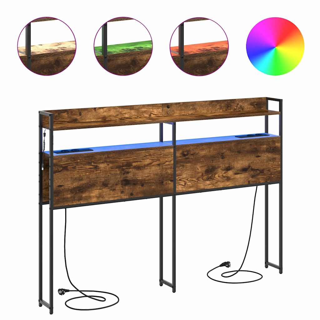 vidaXL Tăblie cap cu raft Stejar afumat 140 cm Lemn compozit