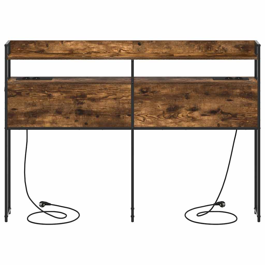 vidaXL Tăblie cap cu raft Stejar afumat 140 cm Lemn compozit