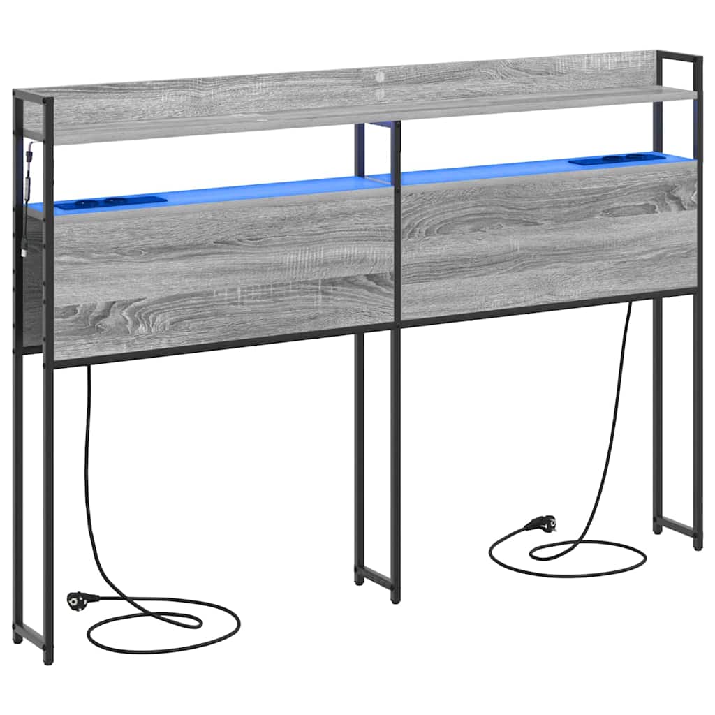 vidaXL Tăblie cap cu raft cu headboard sonoma gri 140 cm Lemn compozit