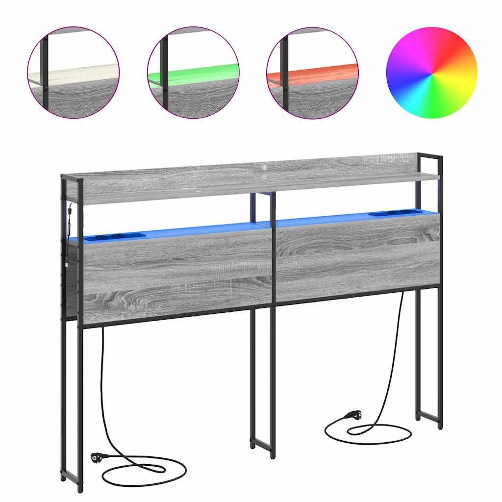 vidaXL Tăblie cap cu raft cu headboard sonoma gri 140 cm Lemn compozit