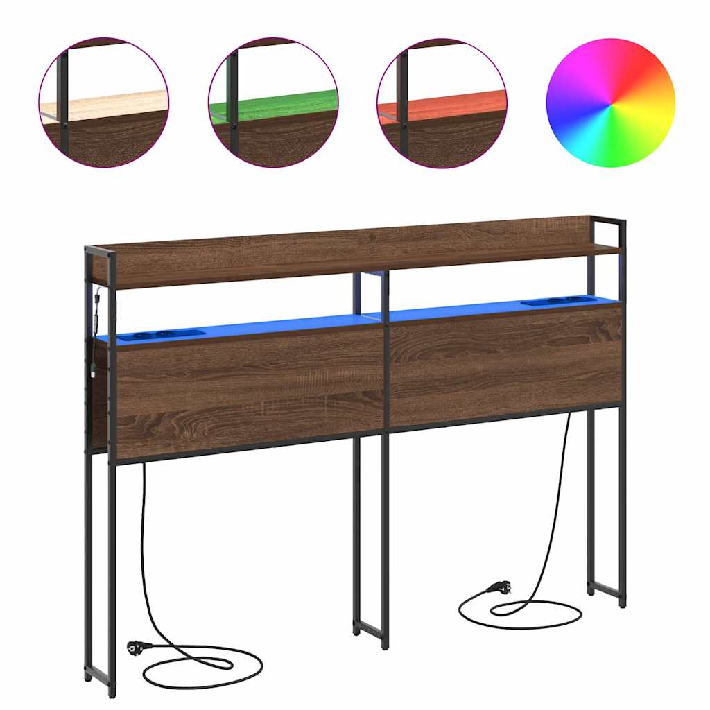 vidaXL Tăblie cap cu raft Stejar brun 140 cm Lemn compozit