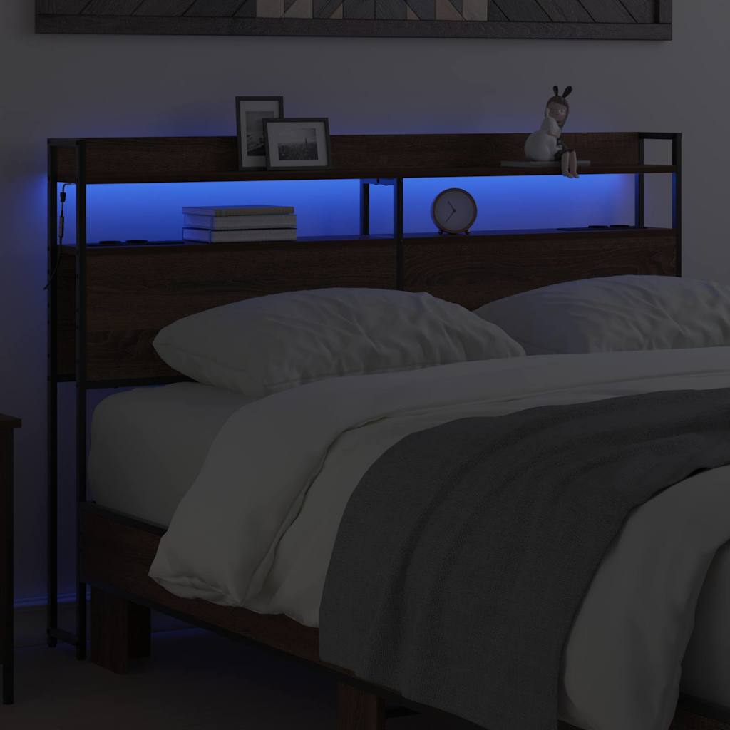 vidaXL Tăblie cap cu raft Stejar brun 140 cm Lemn compozit