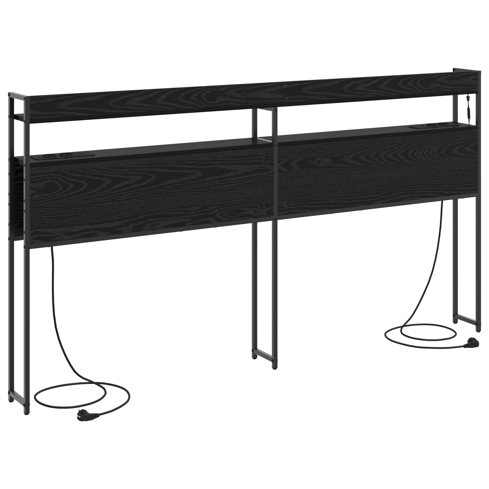 vidaXL Tăblie de depozitare cu raft Stejar negru 200 cm Lemn compozit vidaXL Tăblie de depozitare cu raft Stejar negru 200 cm Lemn compozit