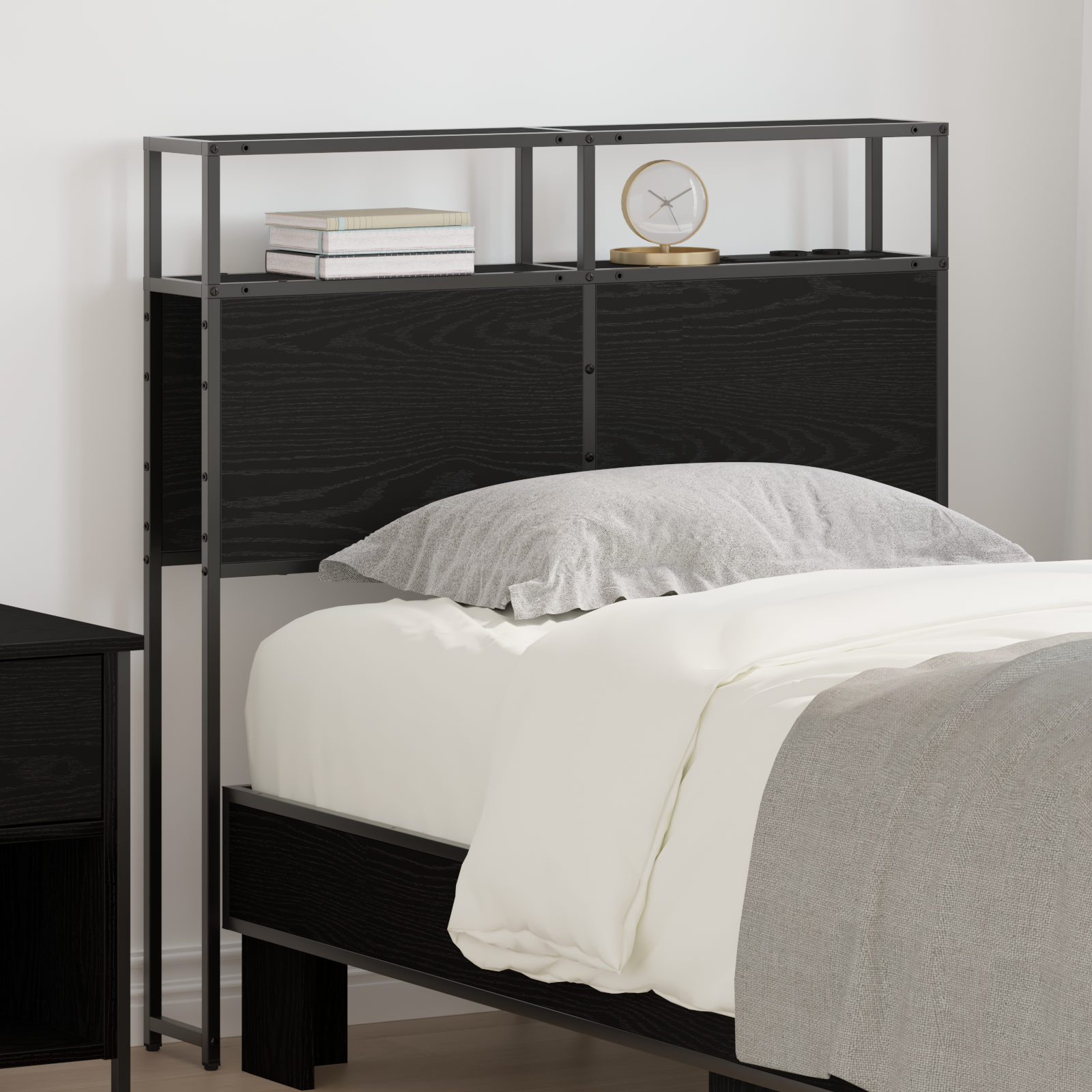 vidaXL Tăblie de depozitare Stejar negru 75 cm Lemn compozit vidaXL Tăblie de depozitare Stejar negru 75 cm Lemn compozit