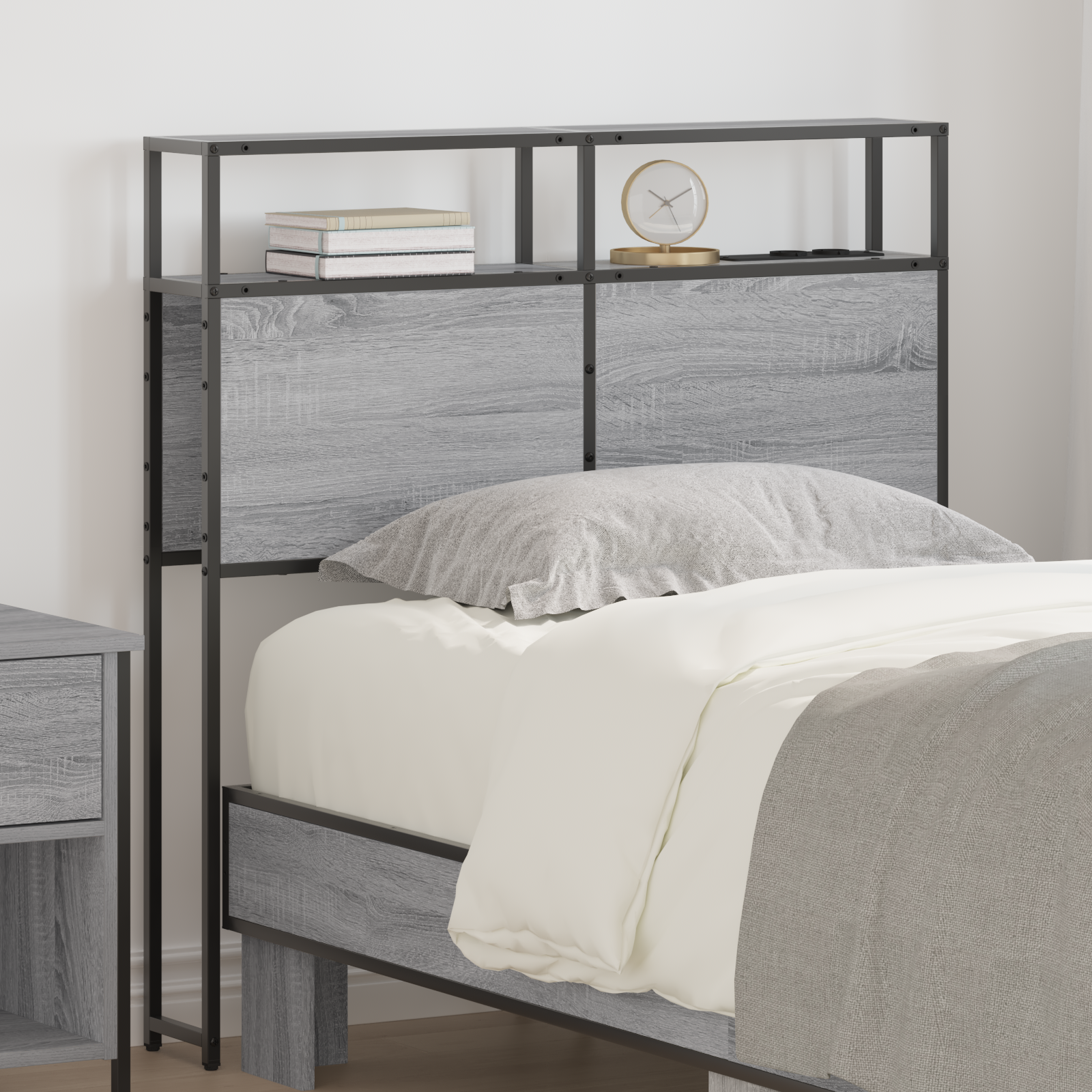 vidaXL Tăblie de depozitare Pe perete sonoma gri 75 cm Lemn compozit vidaXL Tăblie de depozitare Pe perete sonoma gri 75 cm Lemn compozit