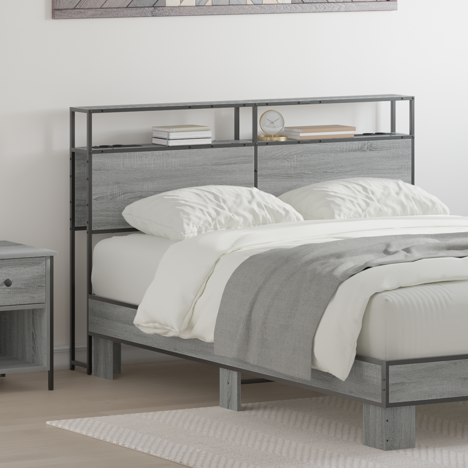 vidaXL Tăblie de depozitare Pe perete sonoma gri 120 cm Lemn compozit vidaXL Tăblie de depozitare Pe perete sonoma gri 120 cm Lemn compozit