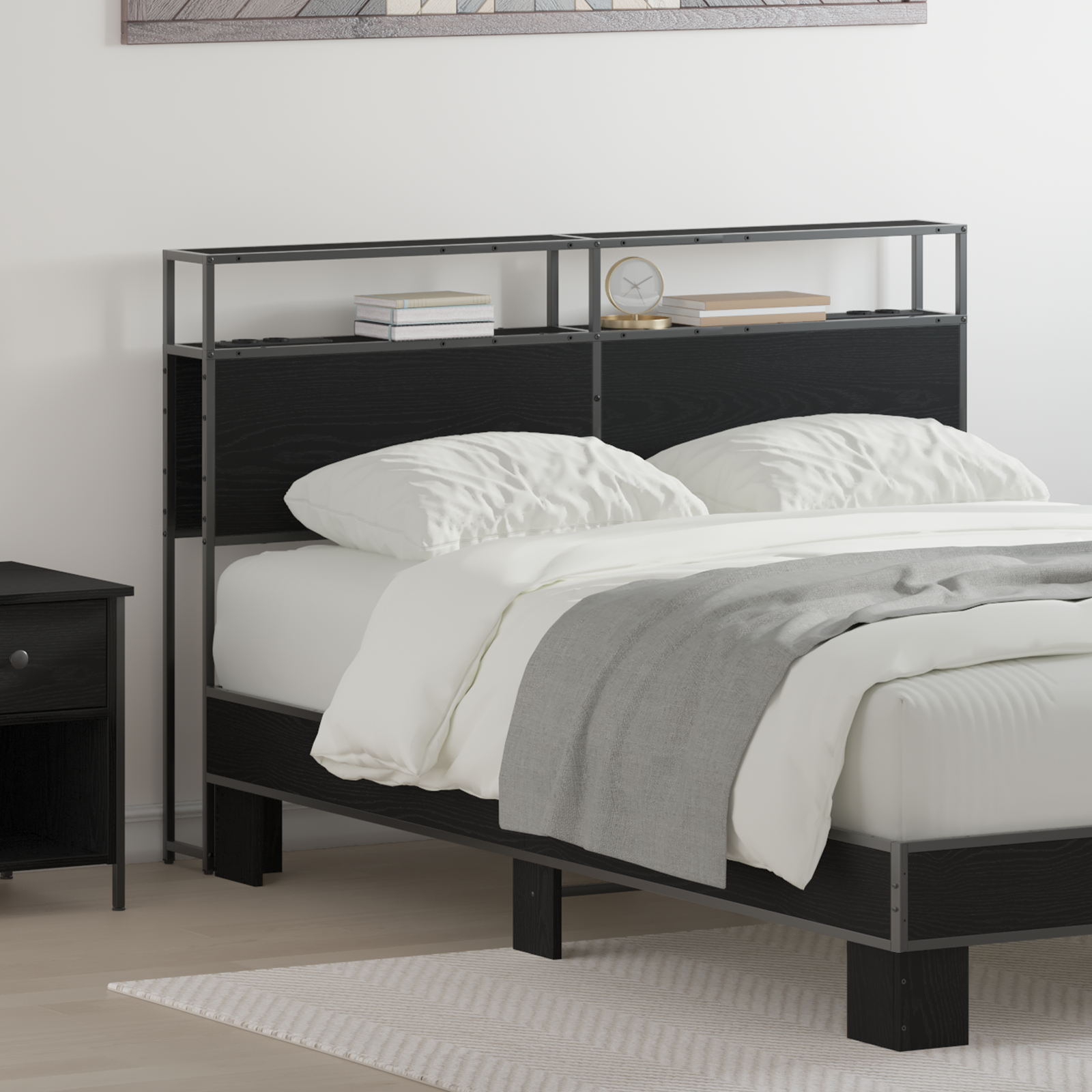 vidaXL Tăblie de depozitare Stejar negru 150 cm Lemn compozit vidaXL Tăblie de depozitare Stejar negru 150 cm Lemn compozit