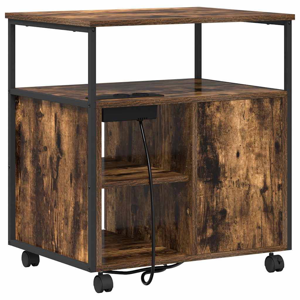 vidaXL Dulap de birou Stejar afumat 60 x 46 x 67 cm Lemn compozit