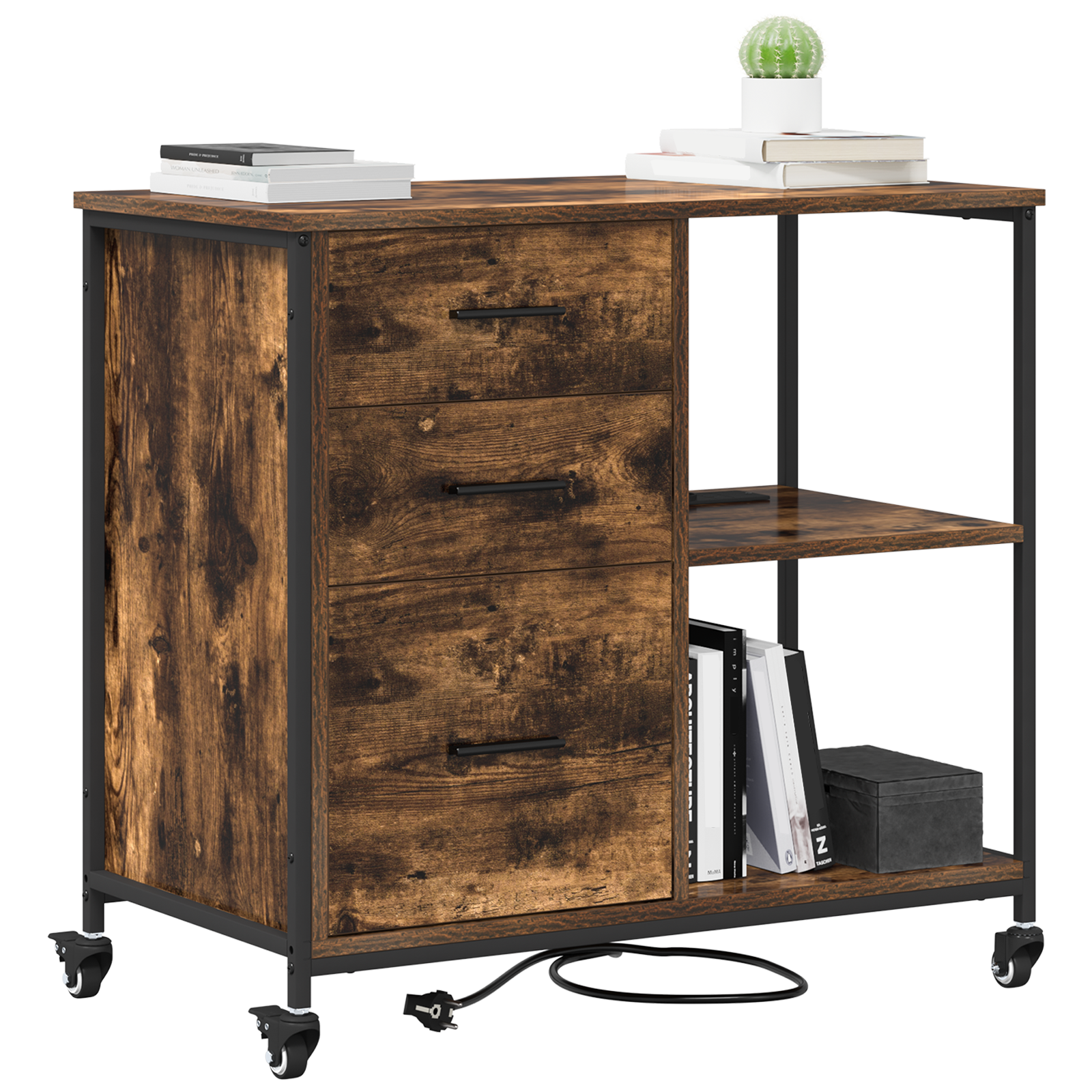 vidaXL Dulap de birou Stejar afumat 76 x 41 x 72 cm Lemn compozit vidaXL Dulap de birou Stejar afumat 76 x 41 x 72 cm Lemn compozit