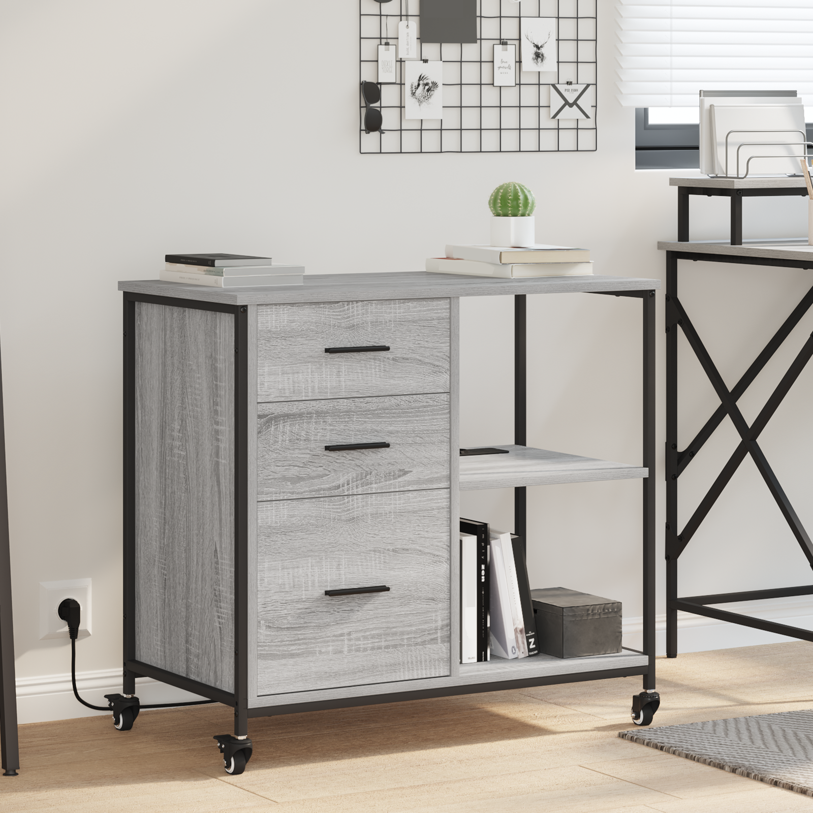 vidaXL Dulap de birou sonoma gri 76 x 41 x 72 cm Lemn compozit