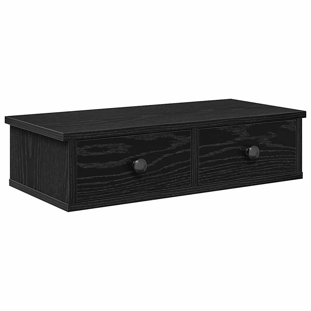 vidaXL Raft de perete cu sertare negru 60x28x15 cm lemn prelucrat vidaXL Raft de perete cu sertare negru 60x28x15 cm lemn prelucrat