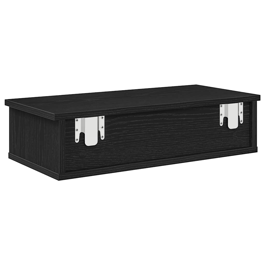 vidaXL Raft de perete cu sertare negru 60x28x15 cm lemn prelucrat vidaXL Raft de perete cu sertare negru 60x28x15 cm lemn prelucrat