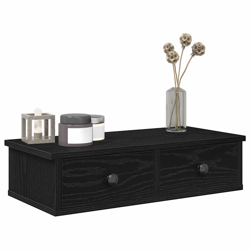 vidaXL Raft de perete cu sertare negru 60x28x15 cm lemn prelucrat vidaXL Raft de perete cu sertare negru 60x28x15 cm lemn prelucrat
