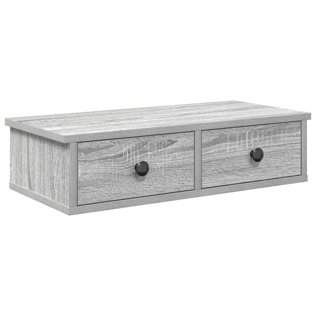 vidaXL Raft de perete cu sertare Gri Sonoma 60x28x15 cm Lemn prelucrat vidaXL Raft de perete cu sertare Gri Sonoma 60x28x15 cm Lemn prelucrat