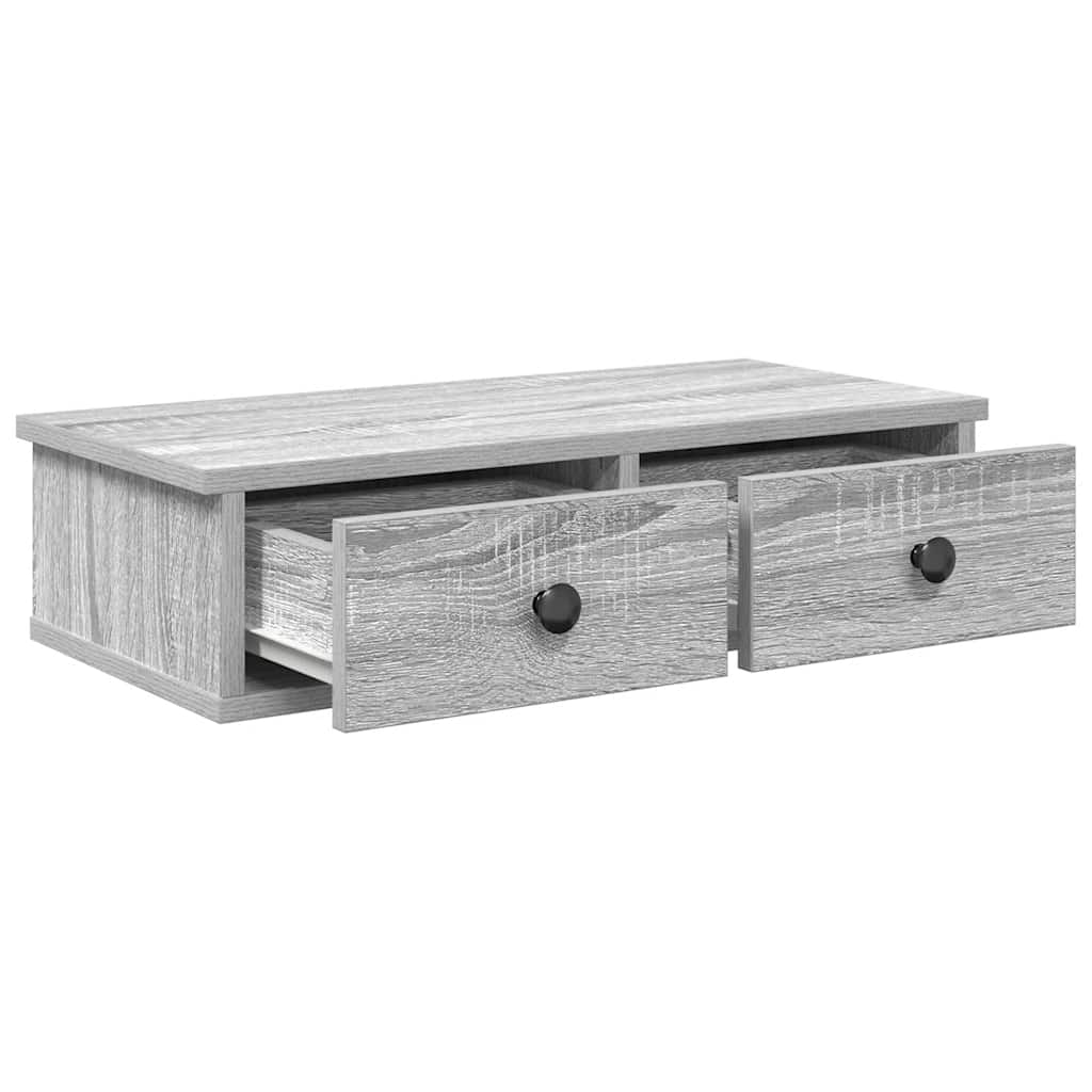 vidaXL Raft de perete cu sertare Gri Sonoma 60x28x15 cm Lemn prelucrat vidaXL Raft de perete cu sertare Gri Sonoma 60x28x15 cm Lemn prelucrat