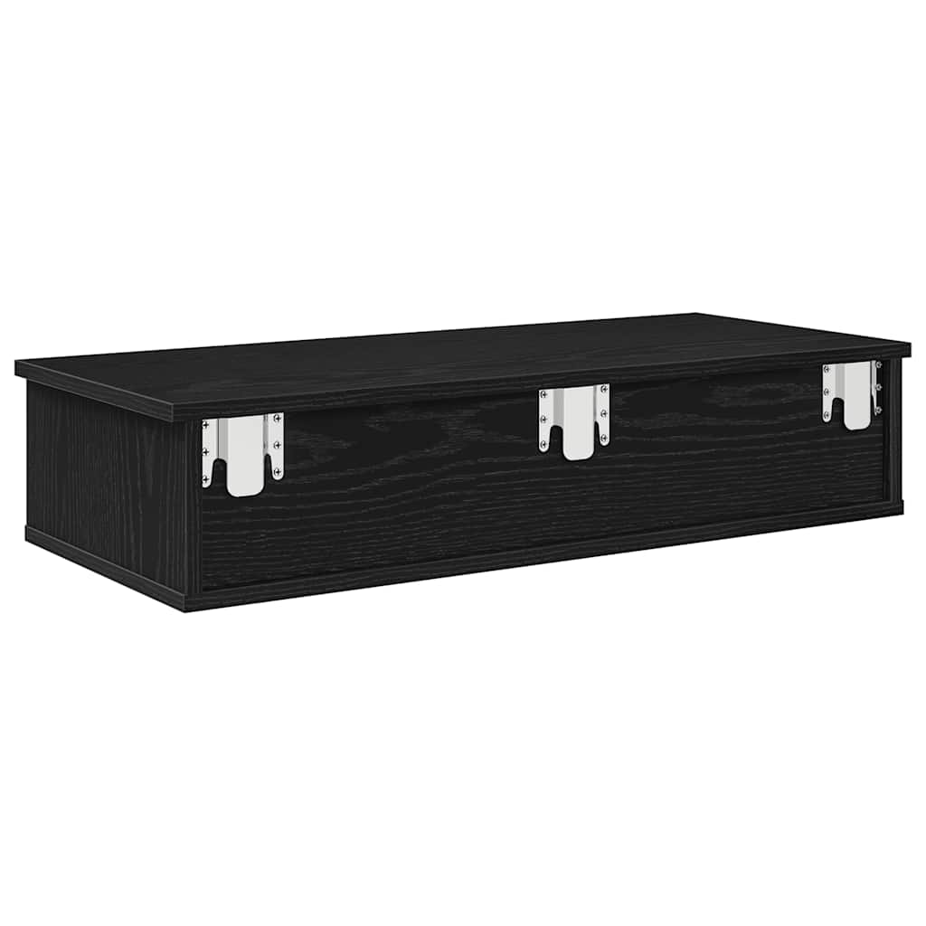 vidaXL Raft de perete cu sertare negru 80x31x17 cm lemn prelucrat