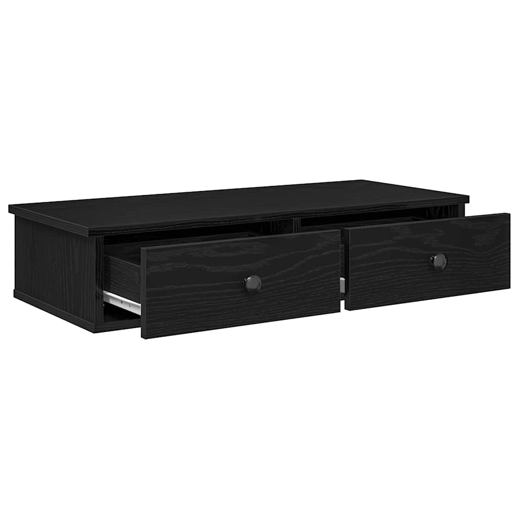 vidaXL Raft de perete cu sertare negru 80x31x17 cm lemn prelucrat