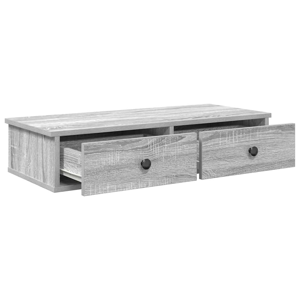 vidaXL Raft de perete cu sertare Gri Sonoma 80x31x17 cm Lemn prelucrat vidaXL Raft de perete cu sertare Gri Sonoma 80x31x17 cm Lemn prelucrat