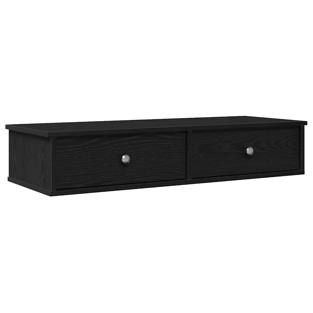 vidaXL Raft de perete cu sertare negru 100x37,5x19 cm lemn prelucrat