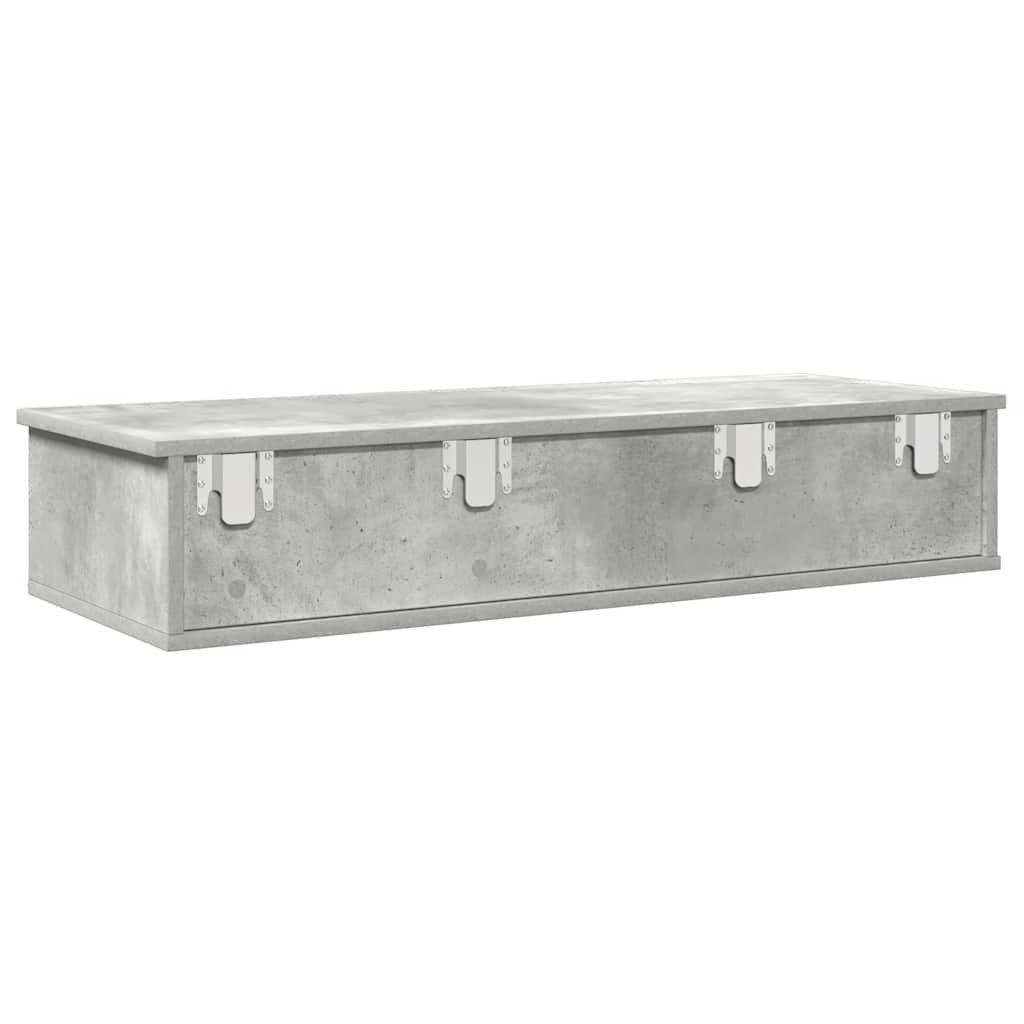 vidaXL Raft de perete cu sertare Gri beton Lemn prelucrat vidaXL Raft de perete cu sertare Gri beton Lemn prelucrat