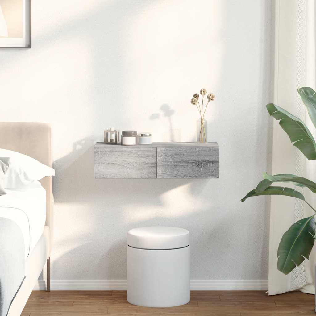 vidaXL Raft perete cu sertare Gri Sonoma 60x26,5x15cm Lemn prelucrat vidaXL Raft perete cu sertare Gri Sonoma 60x26,5x15cm Lemn prelucrat