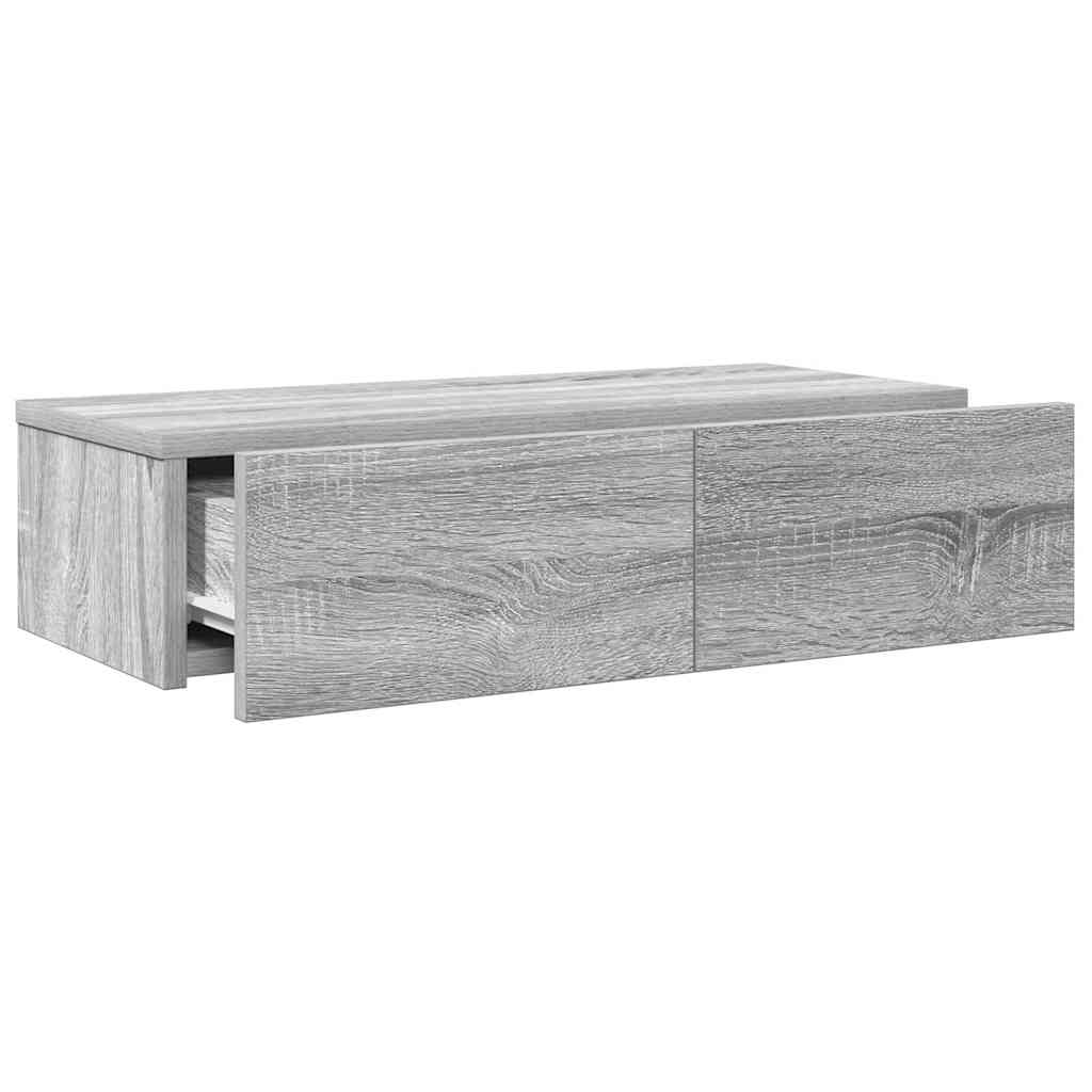 vidaXL Raft perete cu sertare Gri Sonoma 60x26,5x15cm Lemn prelucrat vidaXL Raft perete cu sertare Gri Sonoma 60x26,5x15cm Lemn prelucrat