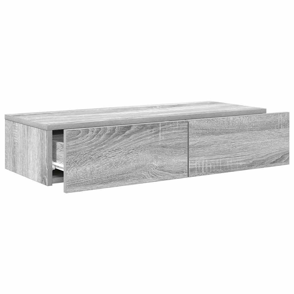 vidaXL Raft de perete cu sertare Gri Sonoma 80x31x17 cm Lemn prelucrat vidaXL Raft de perete cu sertare Gri Sonoma 80x31x17 cm Lemn prelucrat
