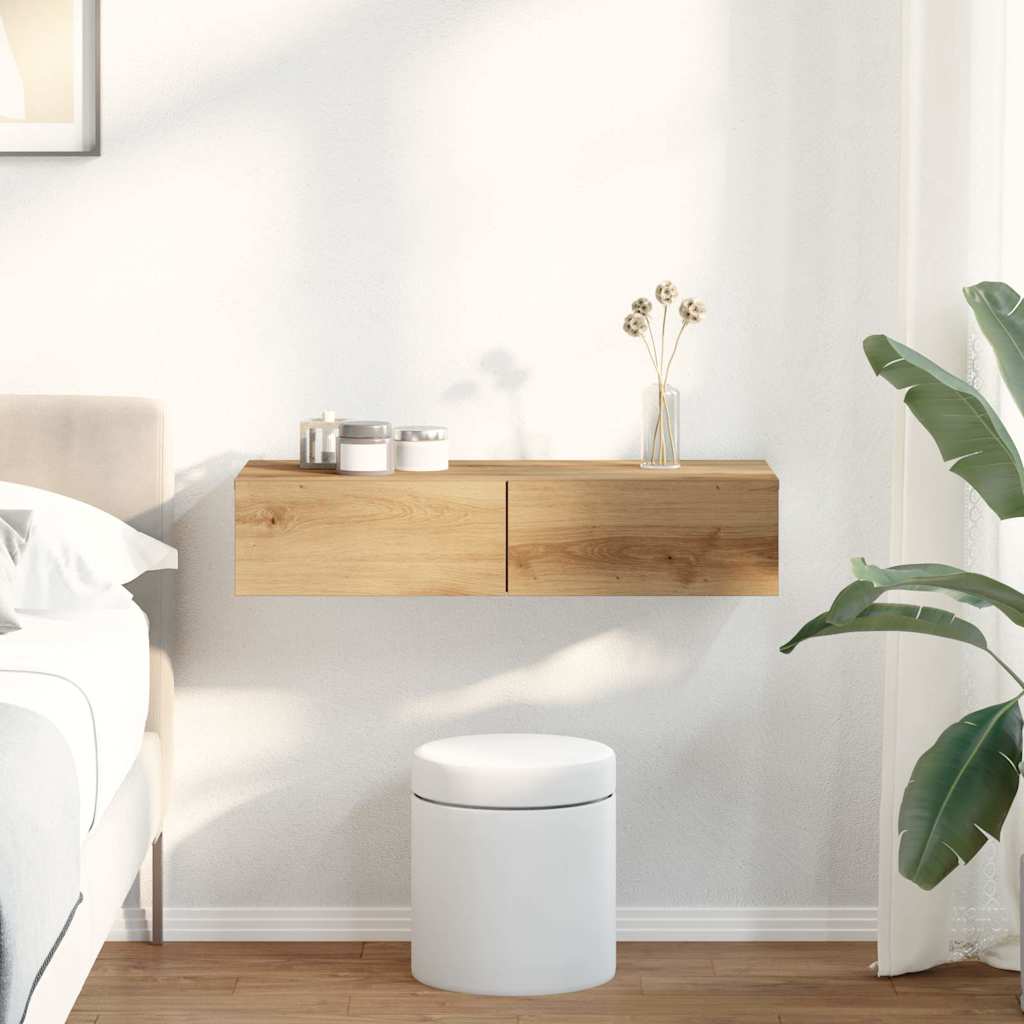 vidaXL Raft de perete cu sertare Stejar artizanal Lemn prelucrat