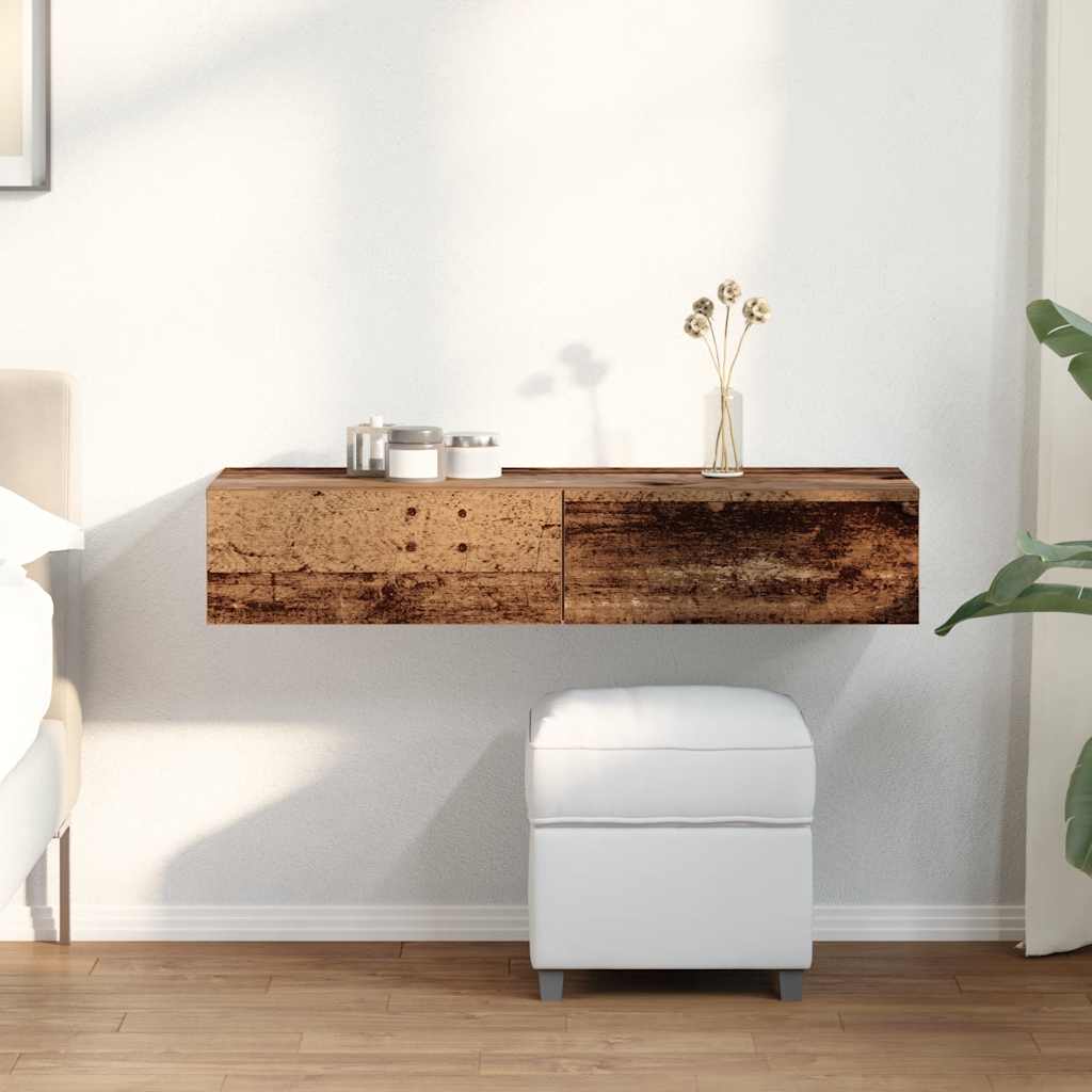 vidaXL Raft de perete cu sertare Lemn vechi 100x36x19cm Lemn prelucrat