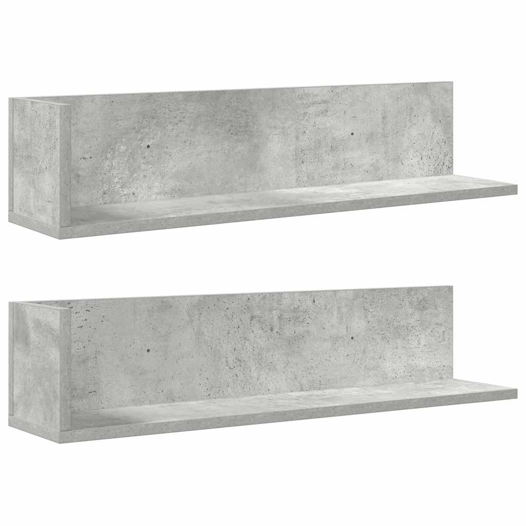 vidaXL Rafturi perete 2 buc. gri beton 75x16,5x16,5 cm lemn prelucrat vidaXL Rafturi perete 2 buc. gri beton 75x16,5x16,5 cm lemn prelucrat