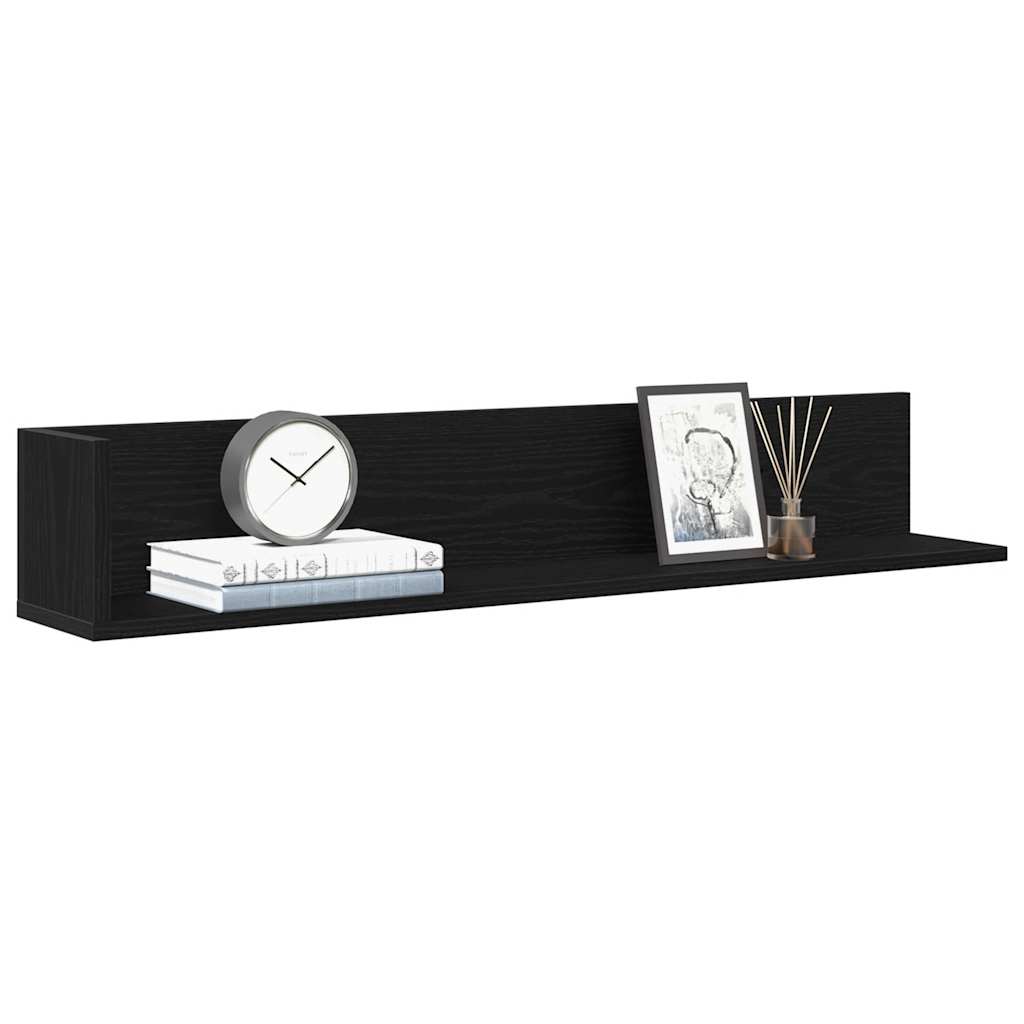 vidaXL Rafturi perete 2 buc. negru, 100x16,5x16,5 cm, lemn prelucrat vidaXL Rafturi perete 2 buc. negru, 100x16,5x16,5 cm, lemn prelucrat