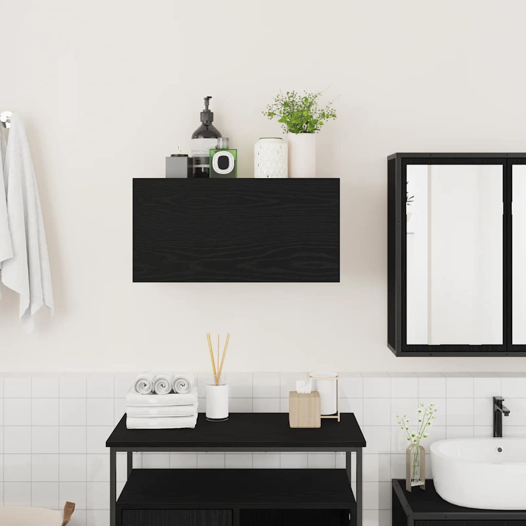 vidaXL Dulap de perete de baie, negru, 60x25x30 cm, lemn prelucrat vidaXL Dulap de perete de baie, negru, 60x25x30 cm, lemn prelucrat