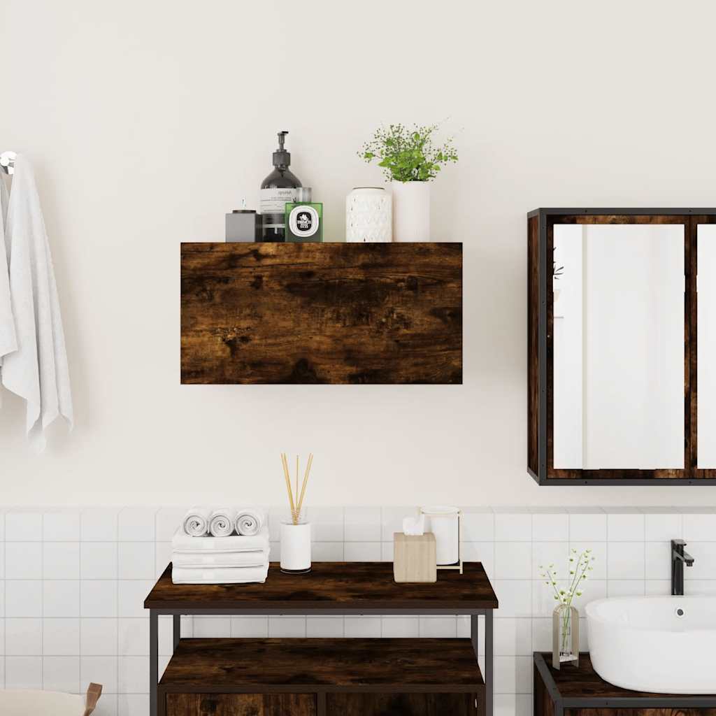 vidaXL Dulap perete baie, stejar fumuriu, 60x25x30 cm, lemn prelucrat