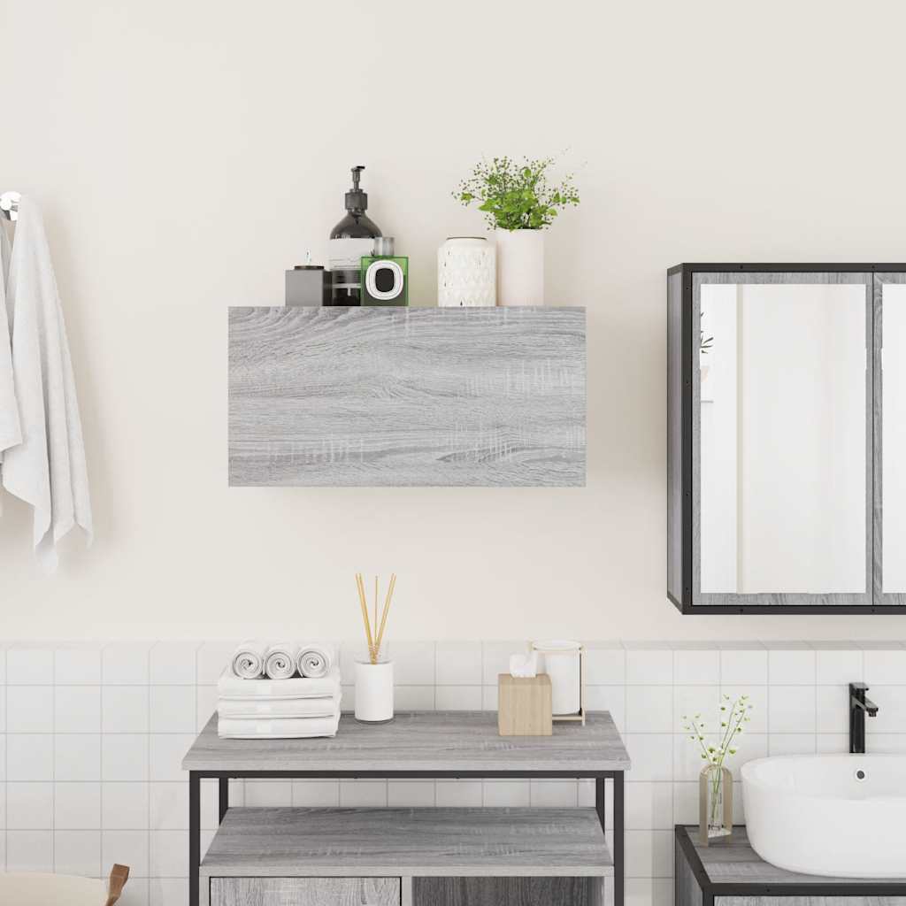 vidaXL Dulap perete baie, gri sonoma, 60x25x30 cm, lemn prelucrat vidaXL Dulap perete baie, gri sonoma, 60x25x30 cm, lemn prelucrat