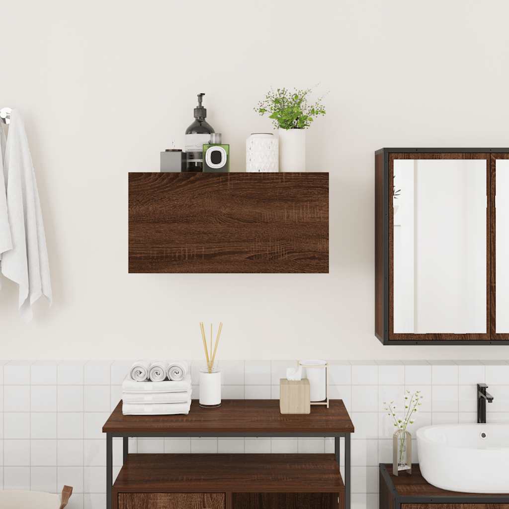 vidaXL Dulap perete de baie, stejar maro, 60x25x30 cm, lemn prelucrat