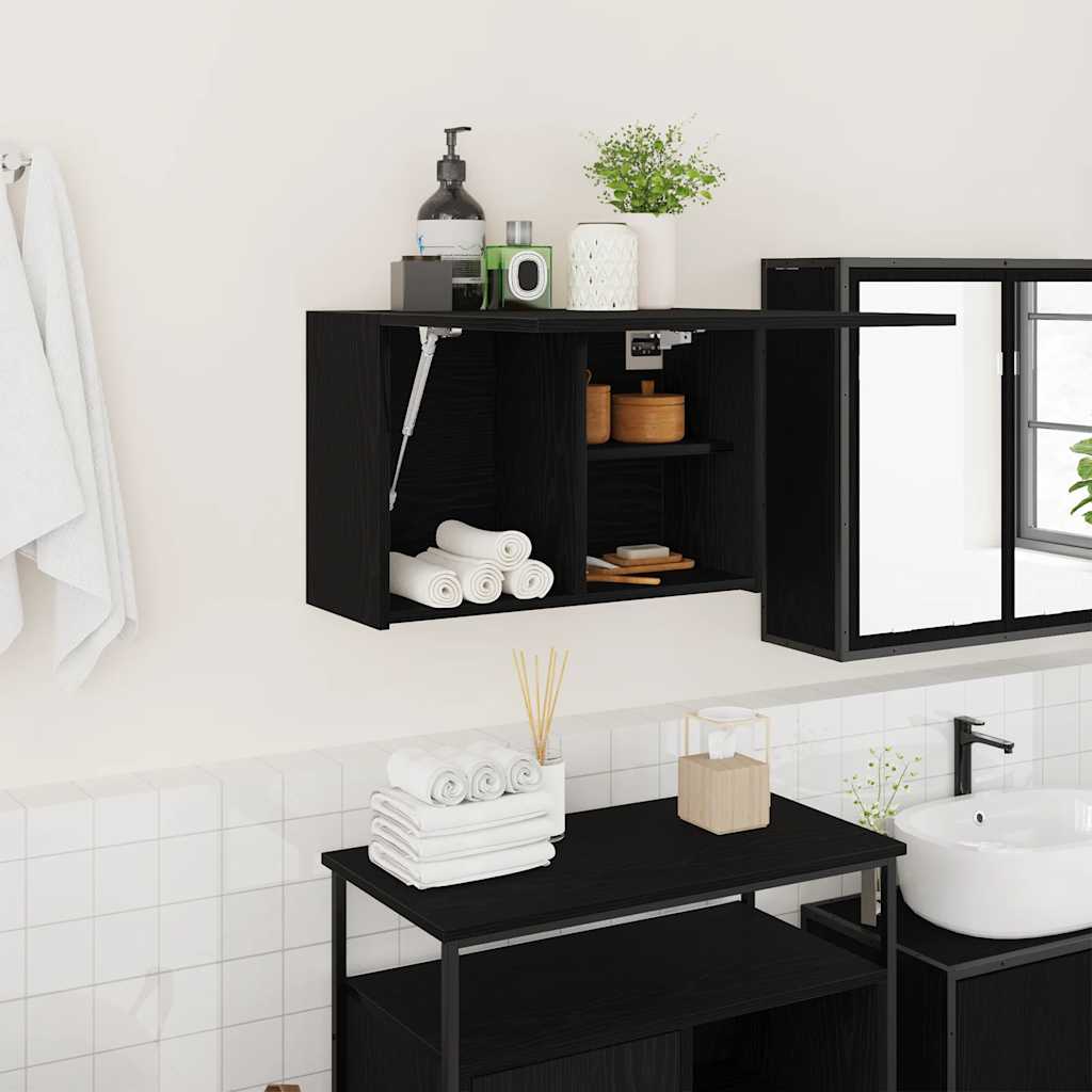 vidaXL Dulap de perete de baie, negru, 60x25x40 cm, lemn prelucrat vidaXL Dulap de perete de baie, negru, 60x25x40 cm, lemn prelucrat