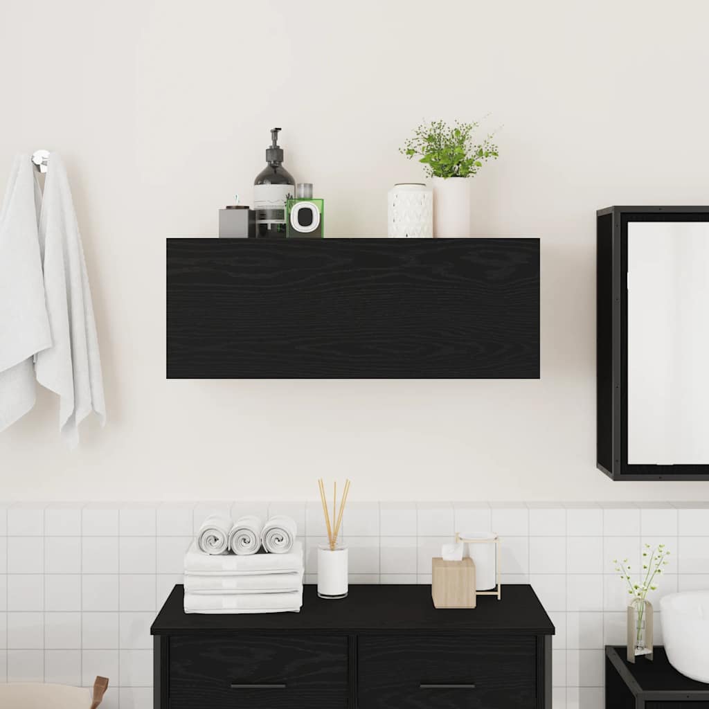 vidaXL Dulap de perete de baie, negru, 80x25x30 cm, lemn prelucrat vidaXL Dulap de perete de baie, negru, 80x25x30 cm, lemn prelucrat