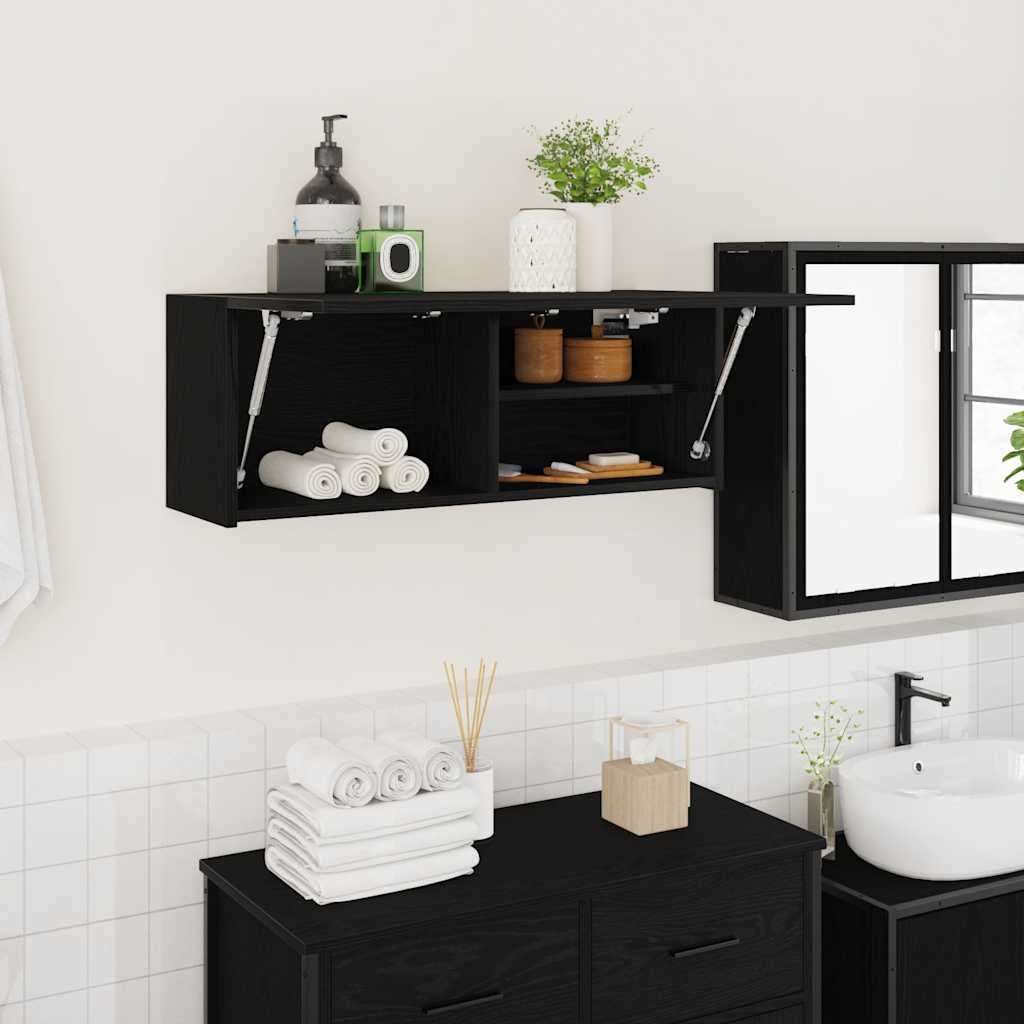 vidaXL Dulap de perete de baie, negru, 80x25x30 cm, lemn prelucrat vidaXL Dulap de perete de baie, negru, 80x25x30 cm, lemn prelucrat
