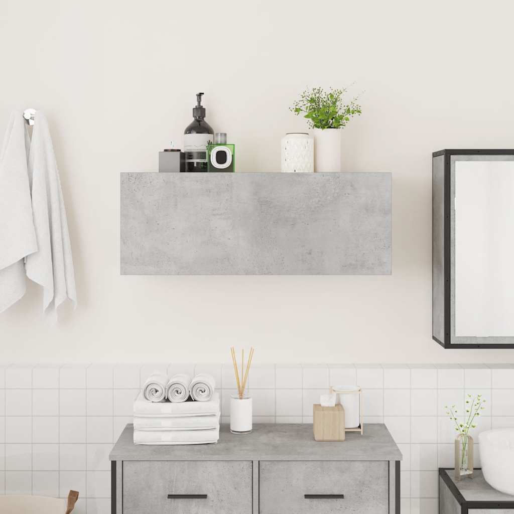 vidaXL Dulap perete baie, gri beton, 80x25x30 cm, lemn prelucrat vidaXL Dulap perete baie, gri beton, 80x25x30 cm, lemn prelucrat