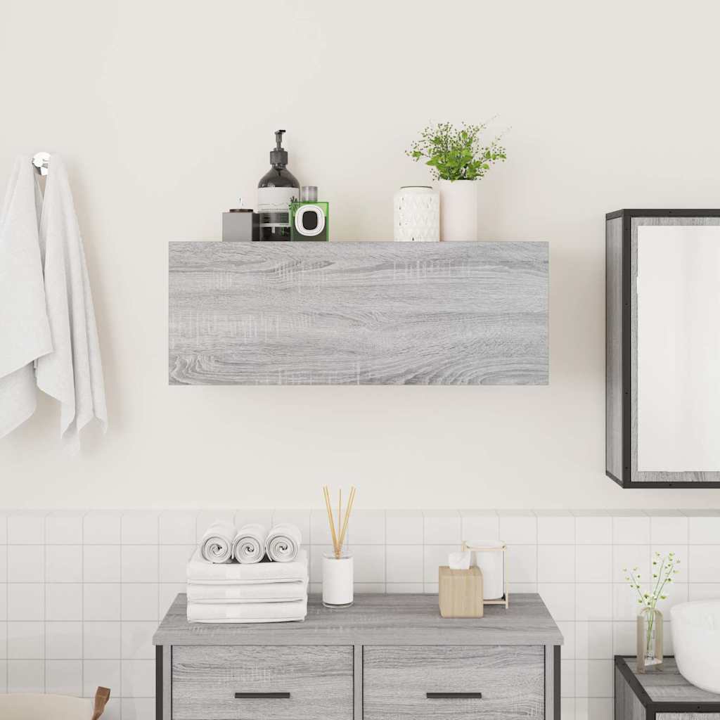 vidaXL Dulap perete baie, gri sonoma, 80x25x30cm, lemn prelucrat vidaXL Dulap perete baie, gri sonoma, 80x25x30cm, lemn prelucrat