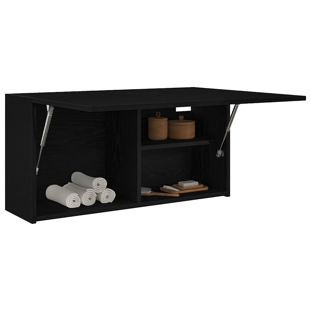 vidaXL Dulap de perete de baie, negru, 80x25x40 cm, lemn prelucrat vidaXL Dulap de perete de baie, negru, 80x25x40 cm, lemn prelucrat