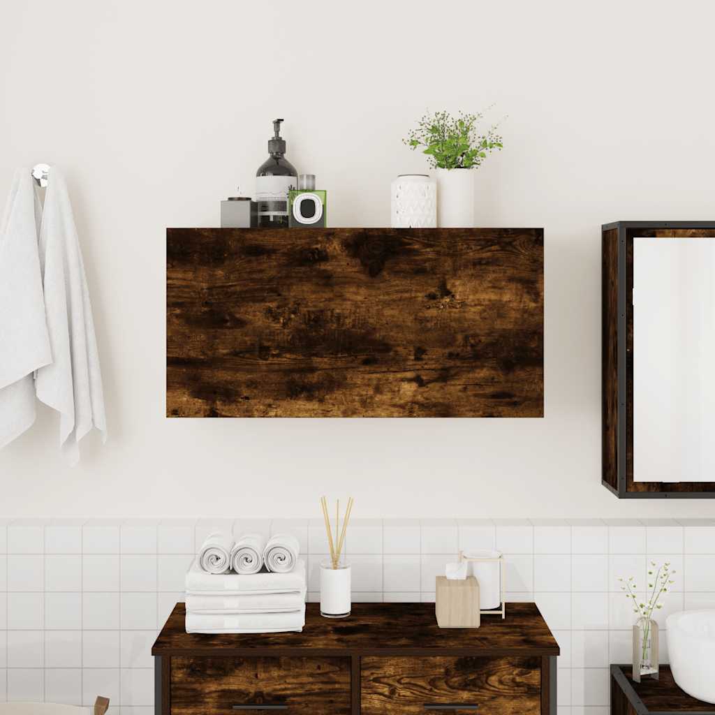 vidaXL Dulap perete baie, stejar fumuriu, 80x25x40 cm, lemn prelucrat