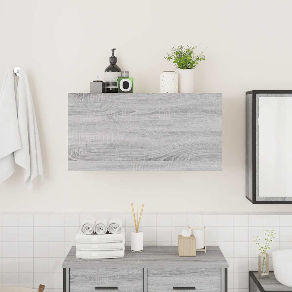 vidaXL Dulap perete baie, gri sonoma, 80x25x40cm, lemn prelucrat vidaXL Dulap perete baie, gri sonoma, 80x25x40cm, lemn prelucrat