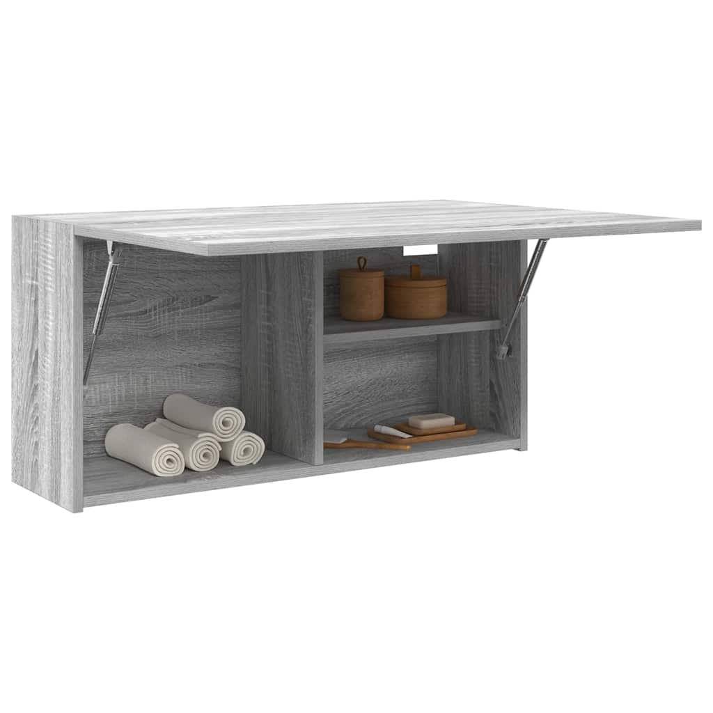 vidaXL Dulap perete baie, gri sonoma, 80x25x40cm, lemn prelucrat vidaXL Dulap perete baie, gri sonoma, 80x25x40cm, lemn prelucrat