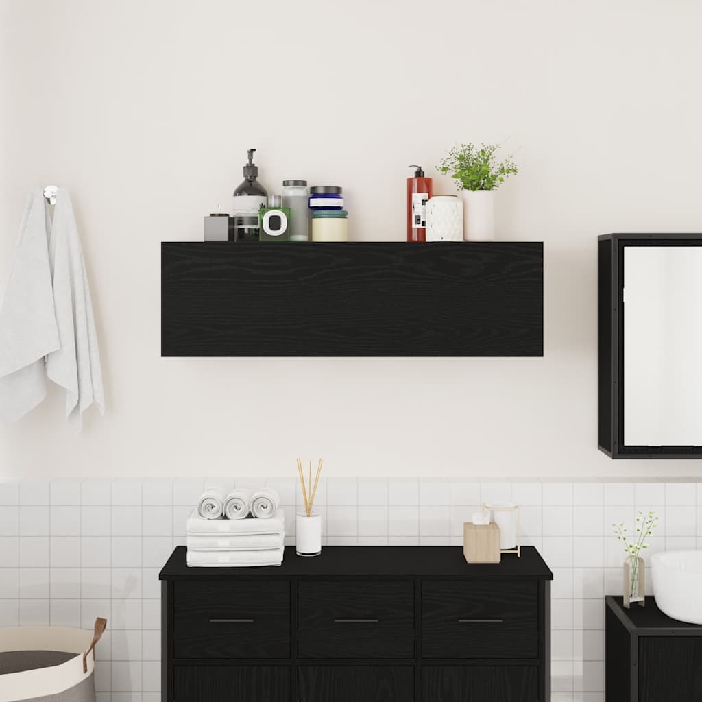 vidaXL Dulap de perete de baie, negru, 100x25x30 cm, lemn prelucrat vidaXL Dulap de perete de baie, negru, 100x25x30 cm, lemn prelucrat
