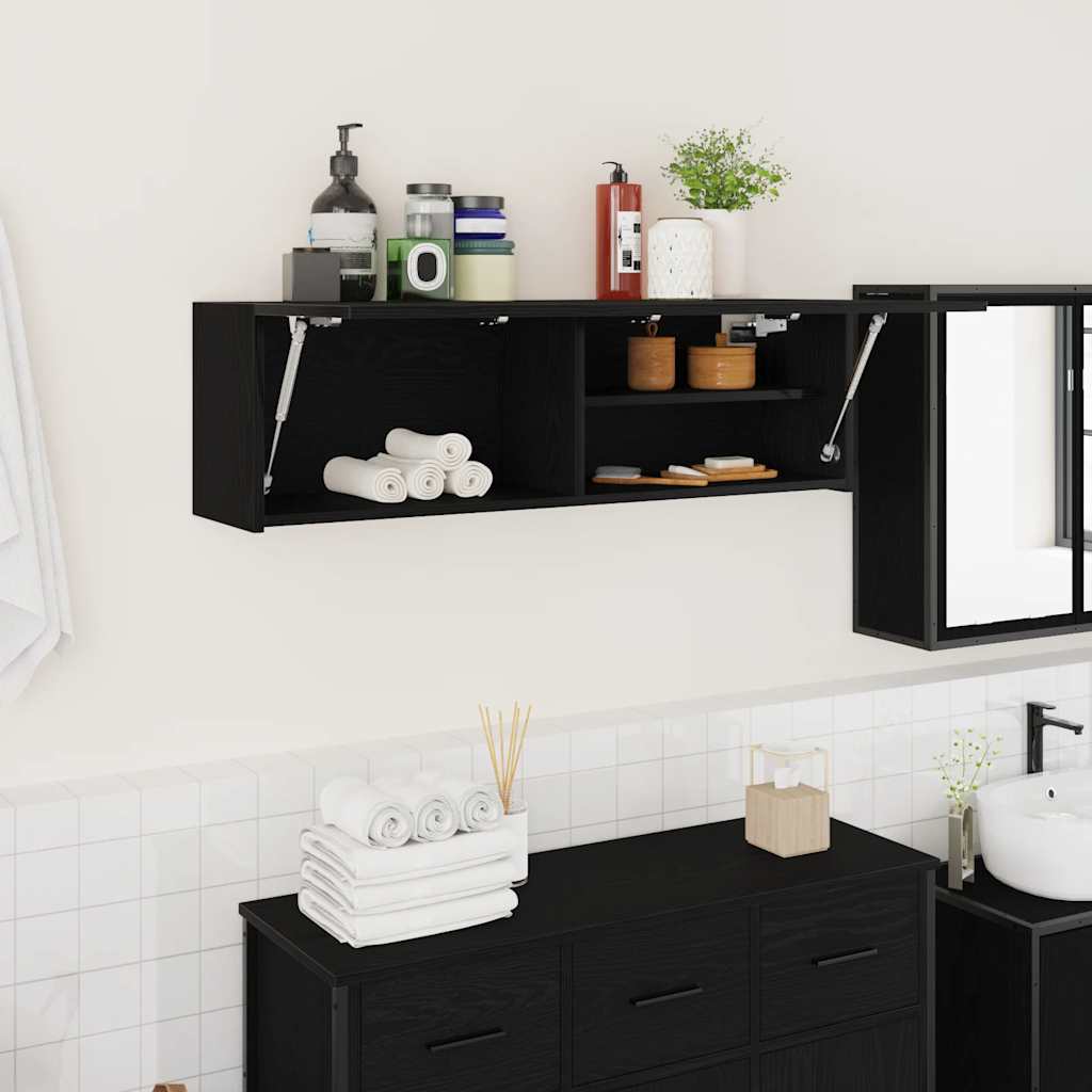 vidaXL Dulap de perete de baie, negru, 100x25x30 cm, lemn prelucrat vidaXL Dulap de perete de baie, negru, 100x25x30 cm, lemn prelucrat