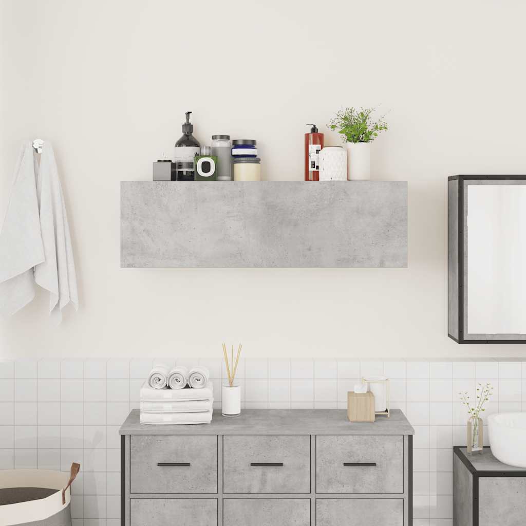 vidaXL Dulap perete baie, gri beton, 100x25x30 cm, lemn prelucrat vidaXL Dulap perete baie, gri beton, 100x25x30 cm, lemn prelucrat