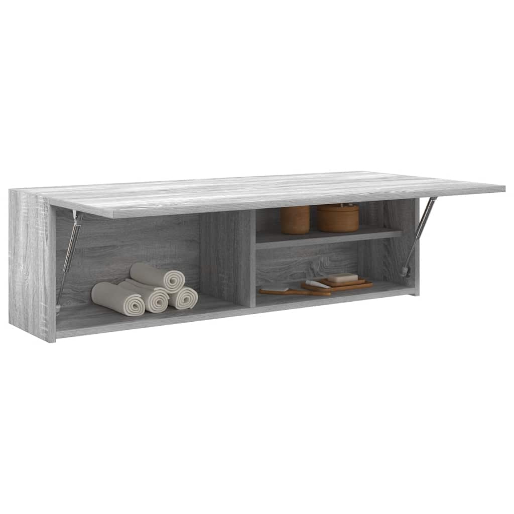 vidaXL Dulap perete baie, gri sonoma, 100x25x30 cm, lemn prelucrat vidaXL Dulap perete baie, gri sonoma, 100x25x30 cm, lemn prelucrat